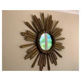 Wall Mirror In Resin Sunburst Style Frame.