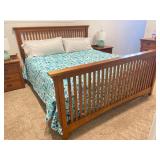 Bassett Furniture Co. Mission Style Tiger Oak California King Bed With Free Mattress And Foundation. 