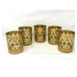 Mid Century Culver 22kt Decorated Rocks Glasses.