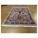 Multicolored Hand Made Wool Area Rug.