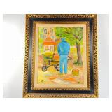 Original Oil On Board In Ornate Carved Wood Frame. 