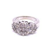 14k White Gold Ring With 19 Dazzling Diamonds. Size 4.5, 5g.