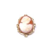 10k Gold Carved Shell Cameo Brooch/Pendant.