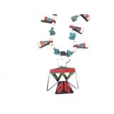24 Inch Beaded Falcon Ethnic Necklace.