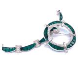 Vintage Jomaz Emerald Green Rhinestone Choker Necklace And Matching Brooch.