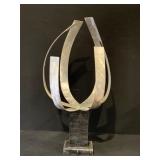 2008 Jon Allen Signed Brushed Aluminum Abstract Sculpture Mounted On Two Tone, Textured Base.