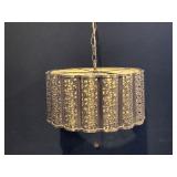 1970s Pierced Metal Hanging Light Fixture.