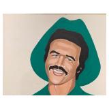 B.b. La Femme Signed Oil On Canvas Cowboy In Green Portrait Painting. Looks A Lot Like Burt Reynolds From Smokey And The Bandit. See Lot 18177 For A Companion Piece.