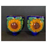 Hand Painted Mexican Talavera Pottery Wall Pockets.