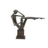 Bronze Colored Resin Reclining Woman Statue.