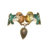 Vintage Casa Maya Mexico Mixed Metal Modernist Clamper Bracelet With Kissing Figures.