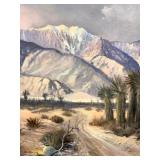 Bill Shaddix Signed Desert View Oil On Canvas Painting Presented In Distressed Frame With Rope Style Trim.