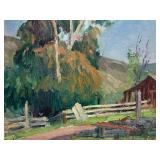 Floyd Copeland Chandler Oil On Board Painting Of A Mission Valley Ranch, Painted In 1935.
