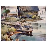 Robert Landry Signed Watercolor Painting - Samoa Inlet 1985.