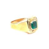 Mens 18k Gold Ring With Large Colombian Emerald.