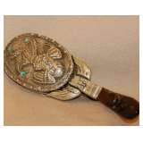Jade Handle Pewter Mirror
