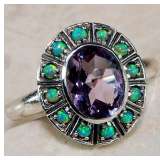 Turquoise Sterling Crystal Ring