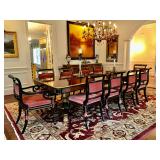 Louis XV Bakers Mahogany Flame Stately Home Collection Dining Room Table & 10 Chairs 118” W, 48” D, 