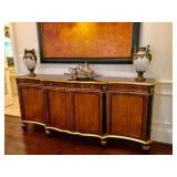 Louis XV Bakers Mahogany Flame Stately Home Collection Sideboard. Rare Regency Rosewood, Giltwood Co