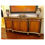 Louis XV Bakers Mahogany Flame Stately Home Collection Sideboard. Rare Regency Rosewood, Giltwood Co