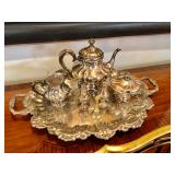 Sterling Silver Tea Set, tray is plated. $1,200 ( Firm Price) 