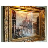 R. Jasmin French Impressionist Venice Scene Oil Painting 29" H, 33 W. $800