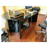 Modern Black Lacquer & Glass Top Office Desk 79" W, 33" D, 29" H, $300