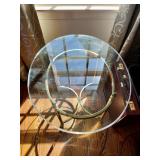 Oval Glass Table 27” W, 23” D, 22” H. $200