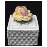 Tiffany & Co. Porcelain Basket Weave Trinket Box By Designer Sybil Connolly