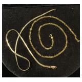 14K YG 19" Figaro Link Necklace, Italy Plus 18" Herringbone Link 