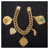 14K Vintage 7.5" Interlocking Link Charm Bracelet