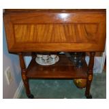 Vintage Oak Bar Cart with Inlay