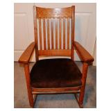 Quartersawn Oak Slat Back Rocking Chair