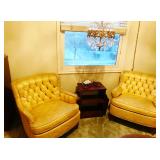 Vintage Yellow Tufted Accent Chairs