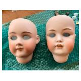 Two great doll heads for larger dolls to restore of replace new condition