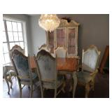 Ice Blue Velvet Vintage Dining Room Set