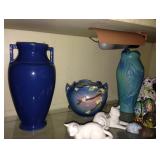 Early Roseville vase, Snowberry Roseville Pot, Van Briggle Laualei vase