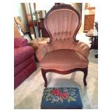 Victoria Ladies Chair and needlepoint footstool