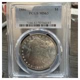 GRADED MORGAN SILVER DOLLAR COINS 