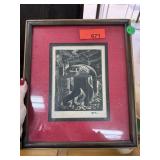 WOOD BLOCK CUT MID CENTURY 
