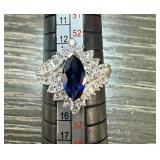 STERLING SILVER SAPPHIRE RING 
