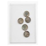 Five Mixed Metal Coins