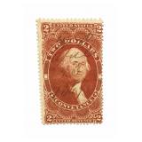 Red Two Dollar Postage Stamp