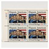 Block of Four Hispanic Americans Postage Stamps