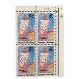Block of Four Snowman Greetings Stamps