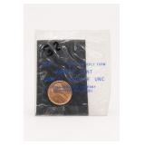 Uncirculated Lincoln Cent in Plastic Sleeve