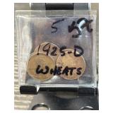 Two 1925-D Wheat Pennies in Sleeve