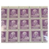 Sheet of Purple Postage Stamps