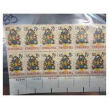 Sheet of Colorful US Christmas Stamps