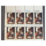 Sheet of Christmas Themed Postage Stamps